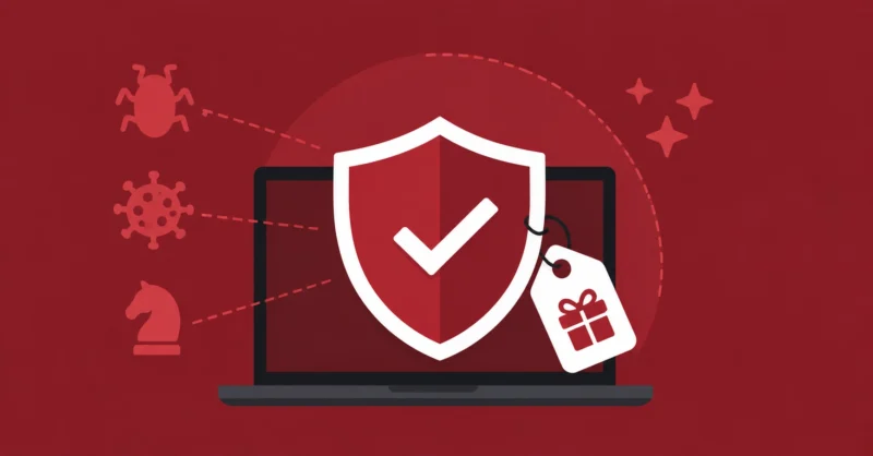 Best free antivirus for PC showing a protection shield defending a laptop from malware threats
