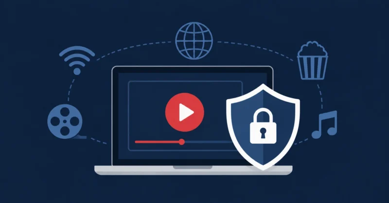 Best VPN for streaming showing a secure connection enabling video playback on a laptop