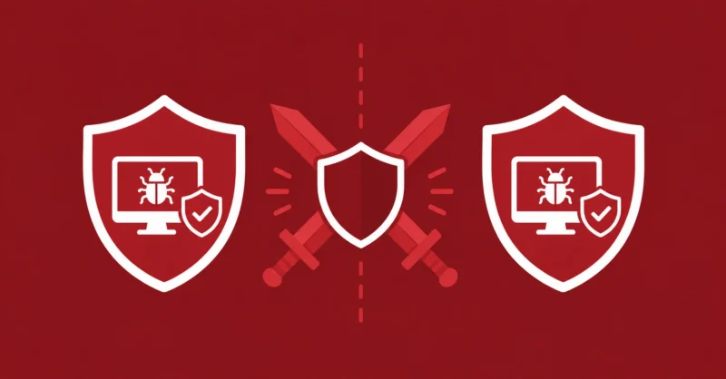 Norton vs Bitdefender antivirus comparison showing two security shields head to head
