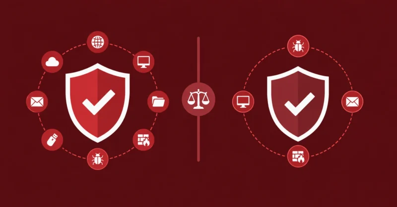 Norton vs free antivirus comparison showing premium and basic security shields side by side