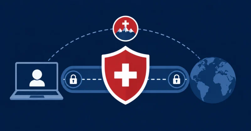 Proton VPN review showing a secure encrypted tunnel with strong privacy shield and global connection
