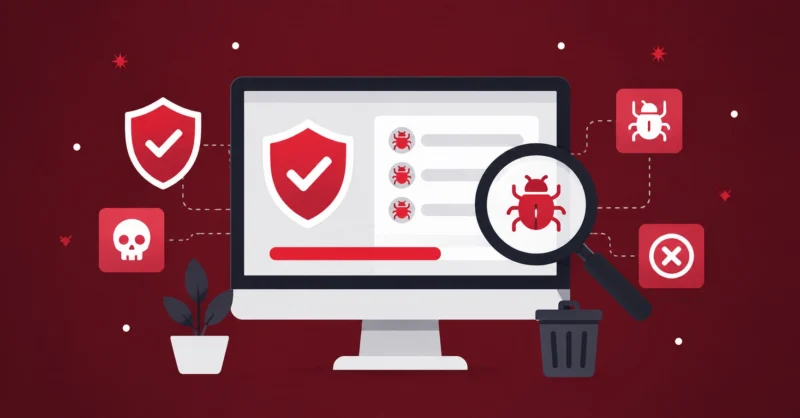 Malwarebytes antivirus software scanning and removing malware threats from a PC